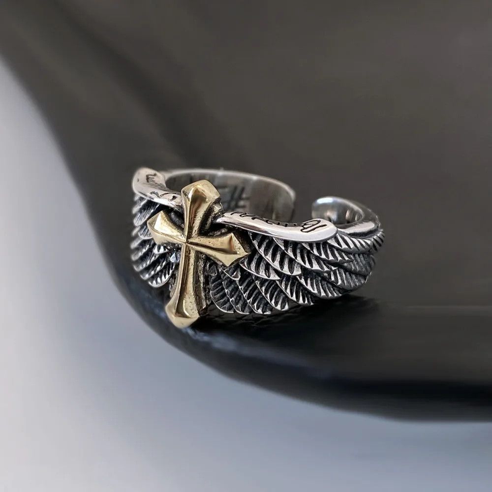 Designer × Jewelry Retro Cross Wings Ring Size ONE SIZE - 1 Thumbnail