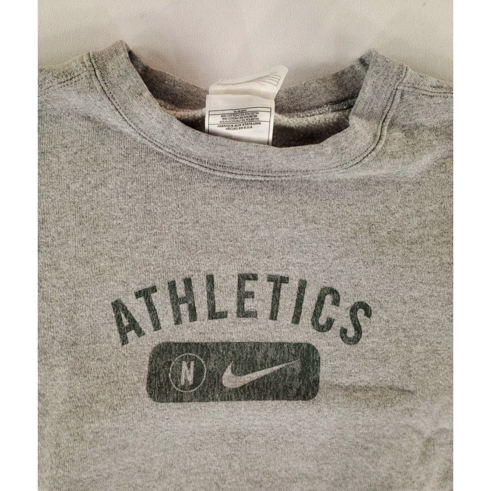 Nike VINTAGE Nike Sweatshirt Center Swoosh Gray Mens XL 90s Made USA Athletics Pullover Size US XL / EU 56 / 4 - 2 Thumbnail