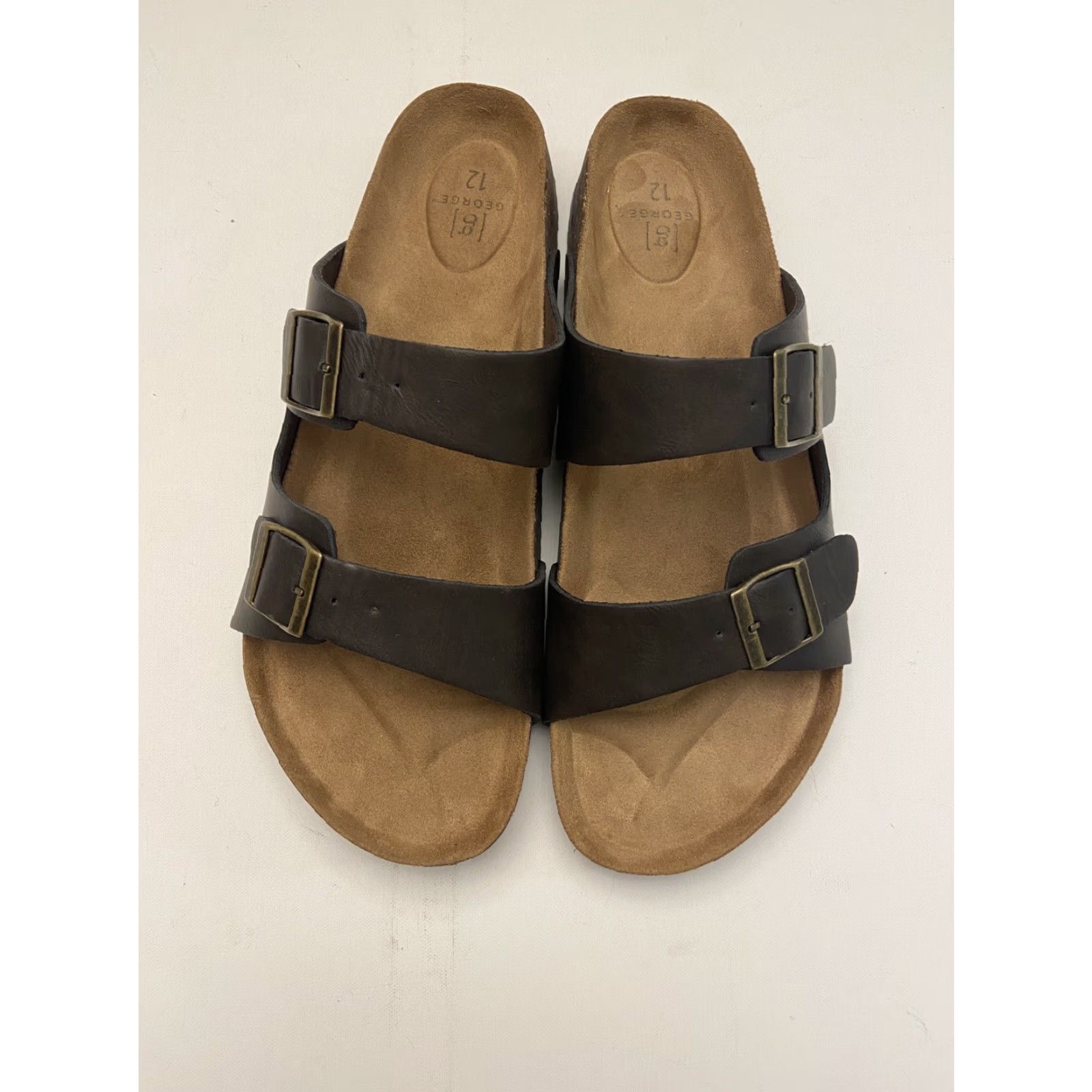 George George Men’s 12 Brown Leather Double Buckle Size ONE SIZE - 5 Thumbnail
