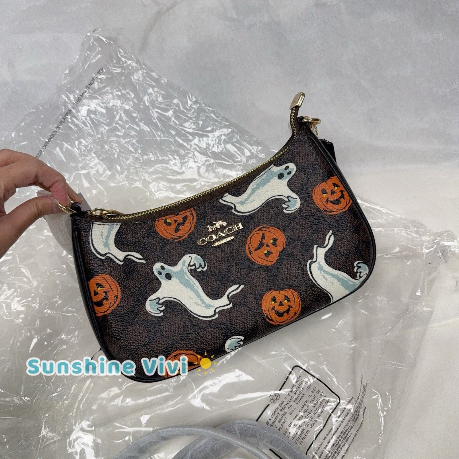 Coach NWT Coach Teri Shoulder Bag Canvas Pumpkin Halloween CCE71 Size ONE SIZE - 4 Thumbnail