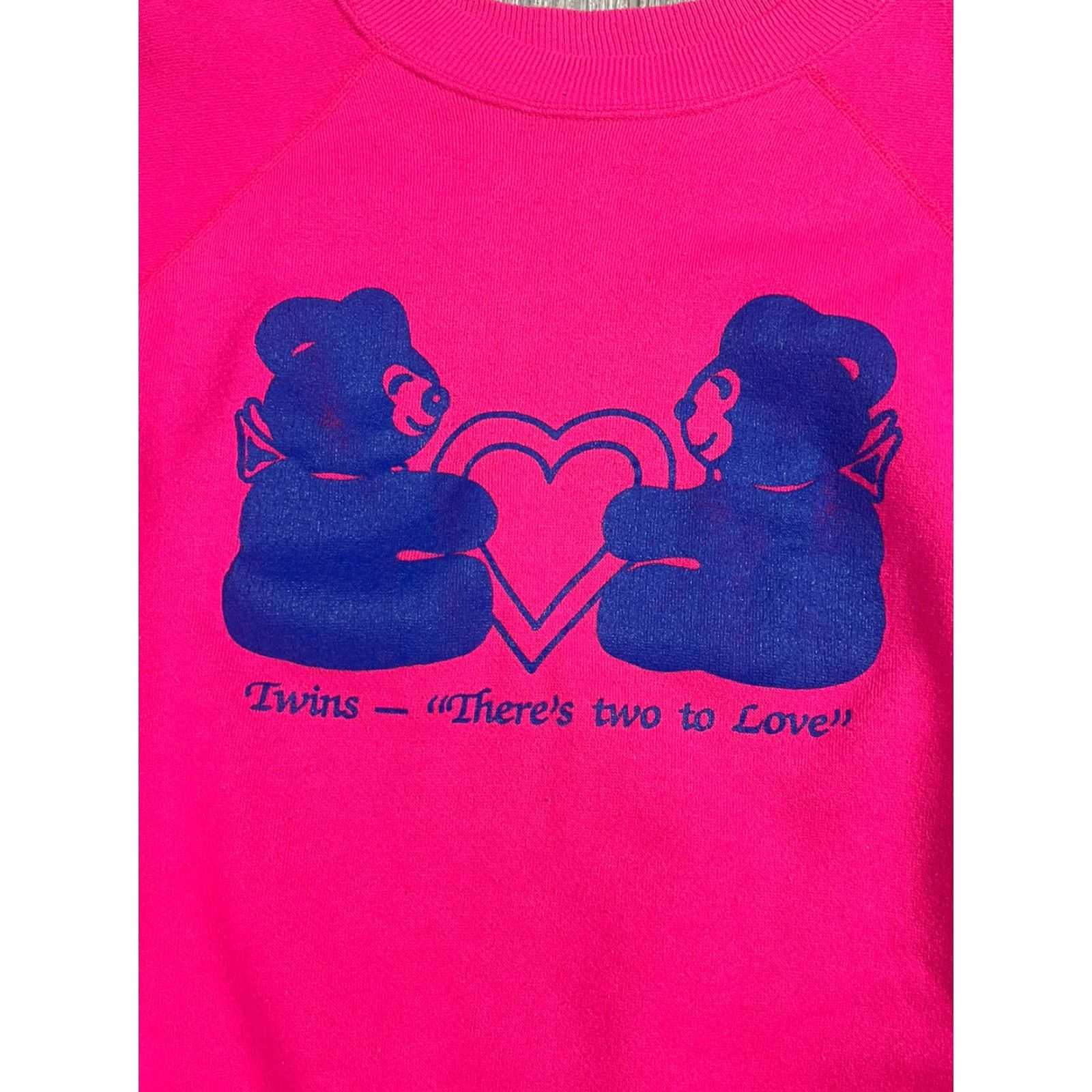Twins VINTAGE Pannill Sweatshirt Women’s L Maternity 80s Pink Graphic Print “There’s More Two Love” Size L / US 10 / IT 46 - 3 Thumbnail