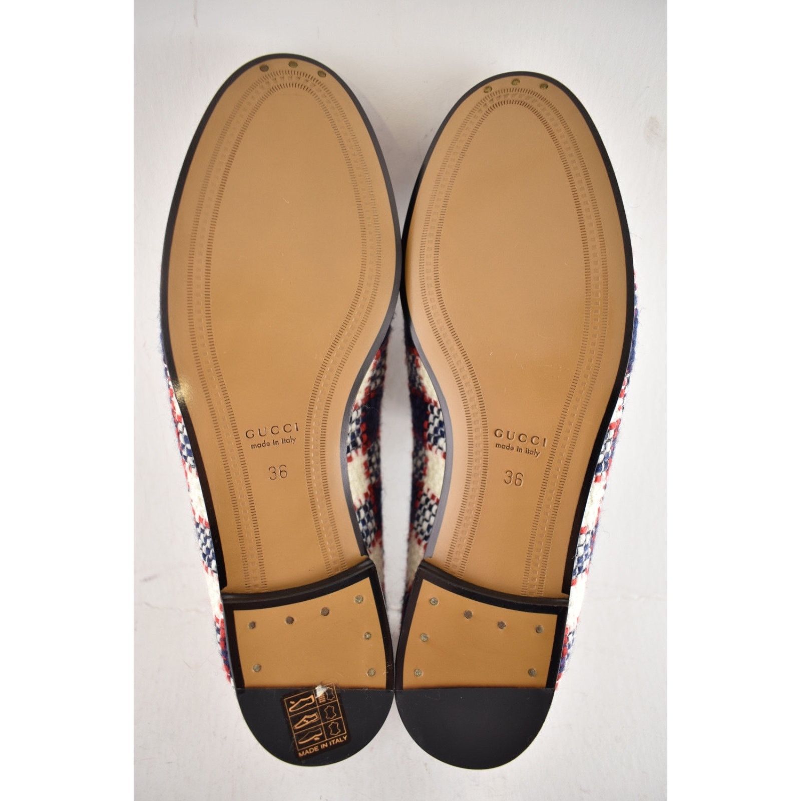 Gucci Gucci New Jordaan Blue Red White Black Tweed Check Size US 6 / IT 36 - 14 Thumbnail
