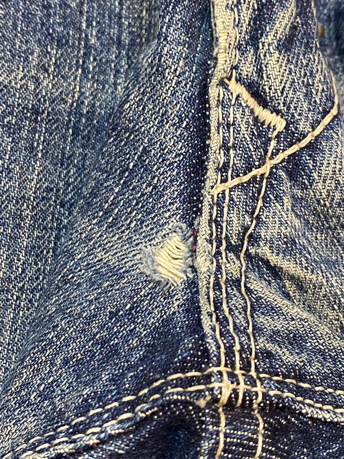 If Six Was Nine Blue Way Made in Nippon Mud Wash Distressed Flare Jeans Size US 30 / EU 46 - 16 Thumbnail