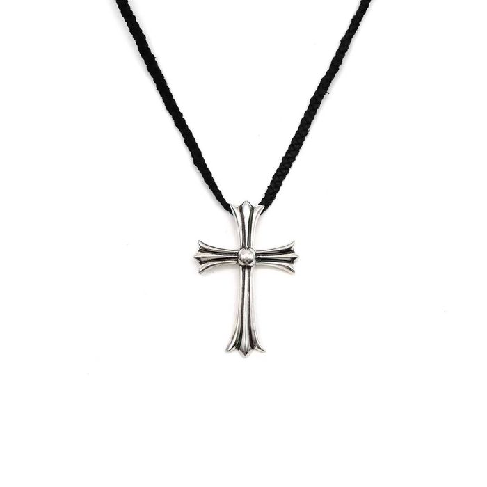 Chrome Hearts Chrome Hearts Leather Braids 925 Silver Cross Necklace ...