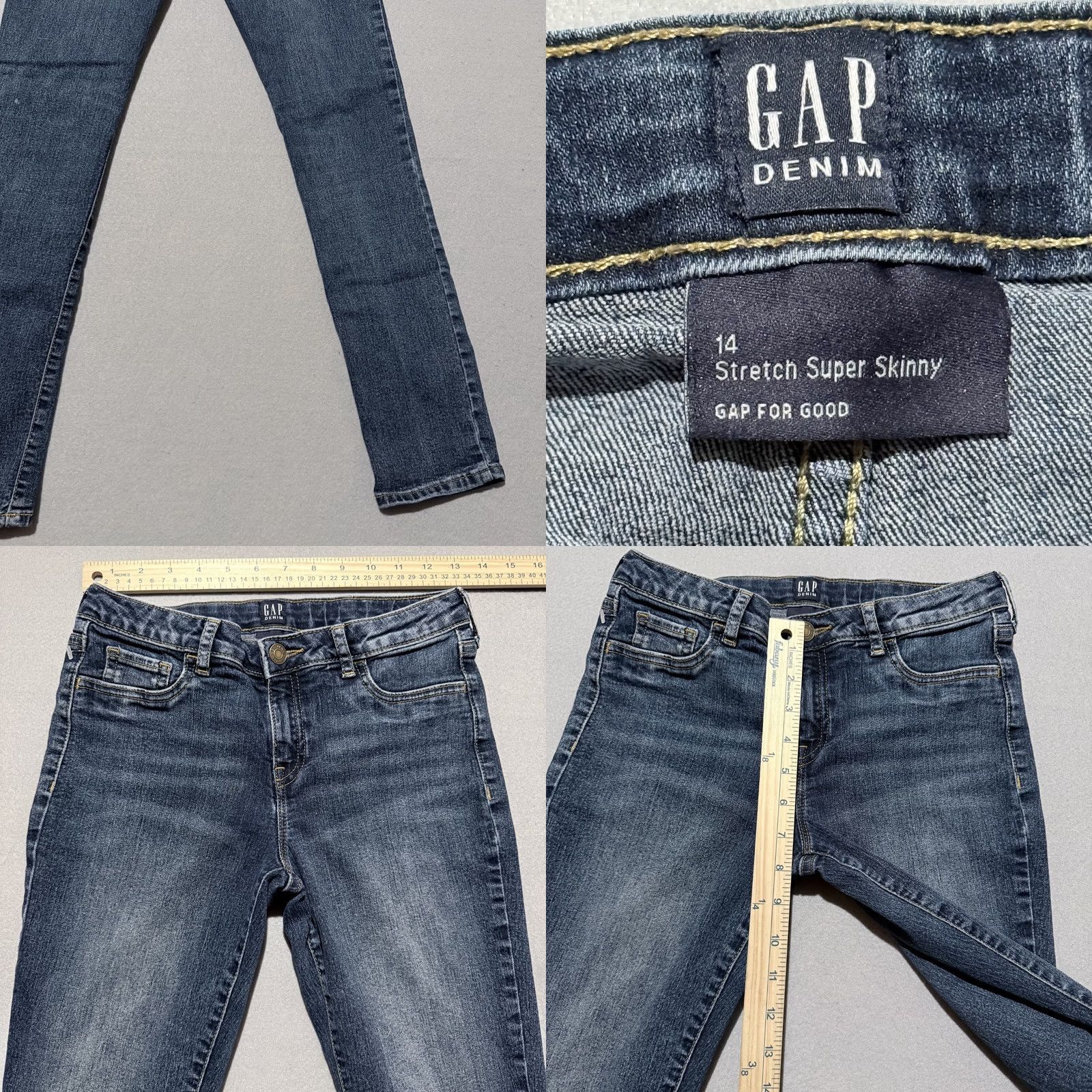 Gap Gap Jeans Women's Blue Denim Stretch Low Rise Slim Fit - 14 Size 36" / US 14 / IT 50 - 8 Thumbnail