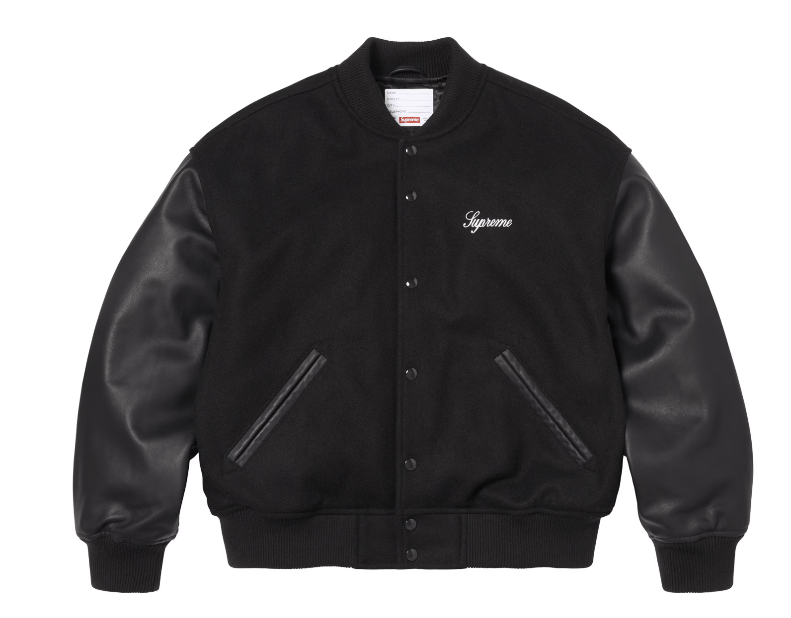 Supreme Worn Once Supreme Cross Varsity Jacket in black Size XL Size US XL / EU 56 / 4 - 1 Thumbnail