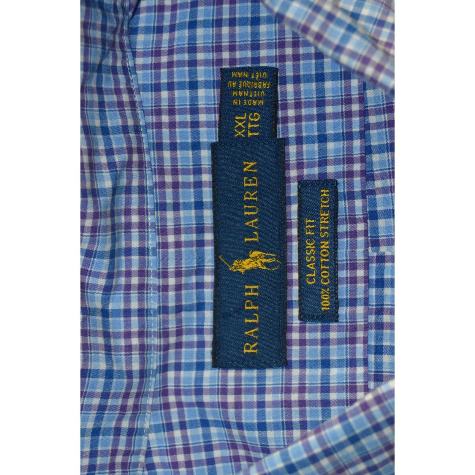 Polo Ralph Lauren Polo Ralph Lauren Shirt Men L/S Classic Fit Stretch Cotton XXL Blue Plaid Button-Up Size US XXL / EU 58 / 5 - 3 Thumbnail