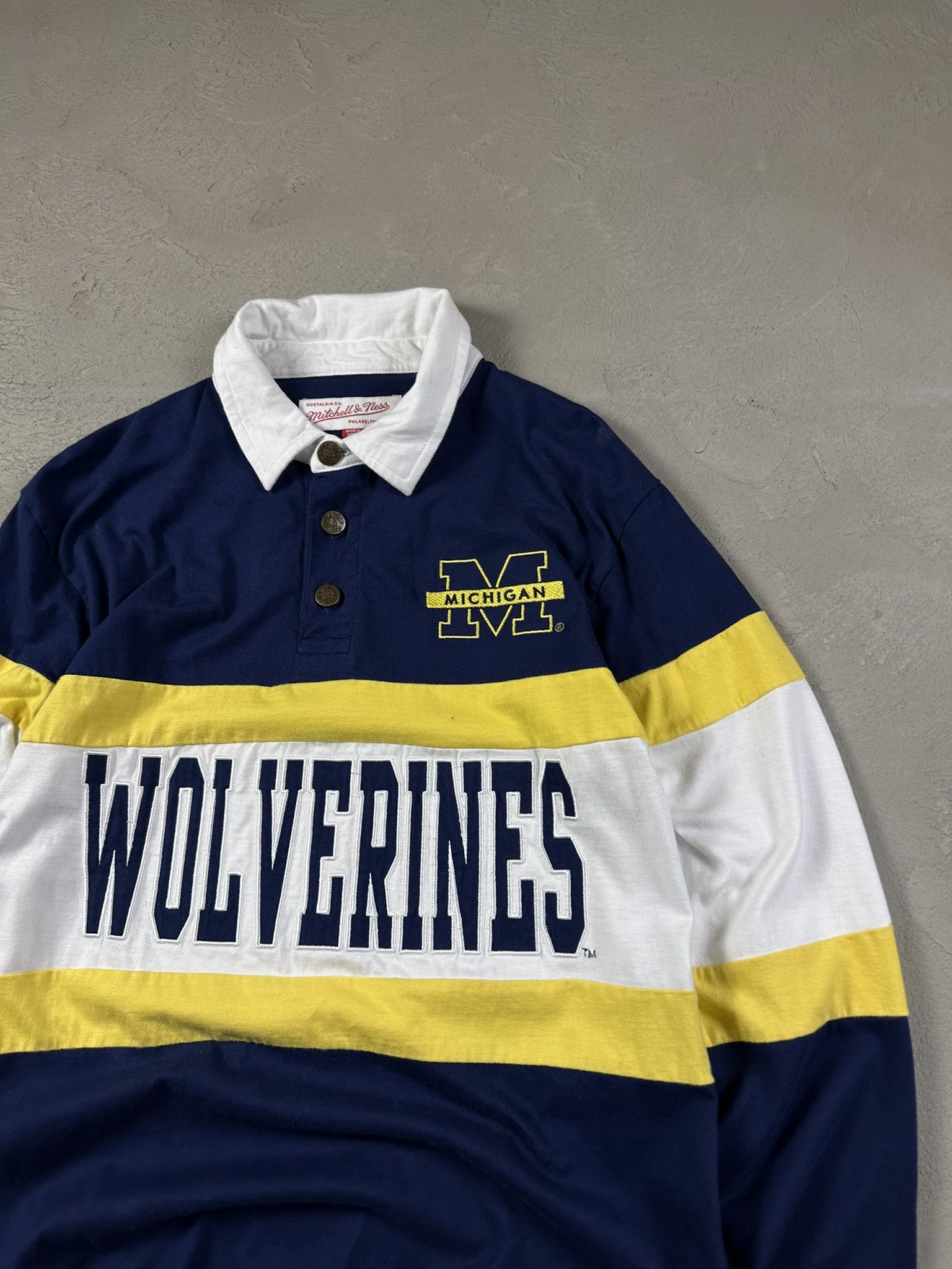 Mitchell & Ness Vintage Y2k Mitchell & Ness Michigan Wolverines Rugby Polo Size US S / EU 44-46 / 1 - 7 Thumbnail
