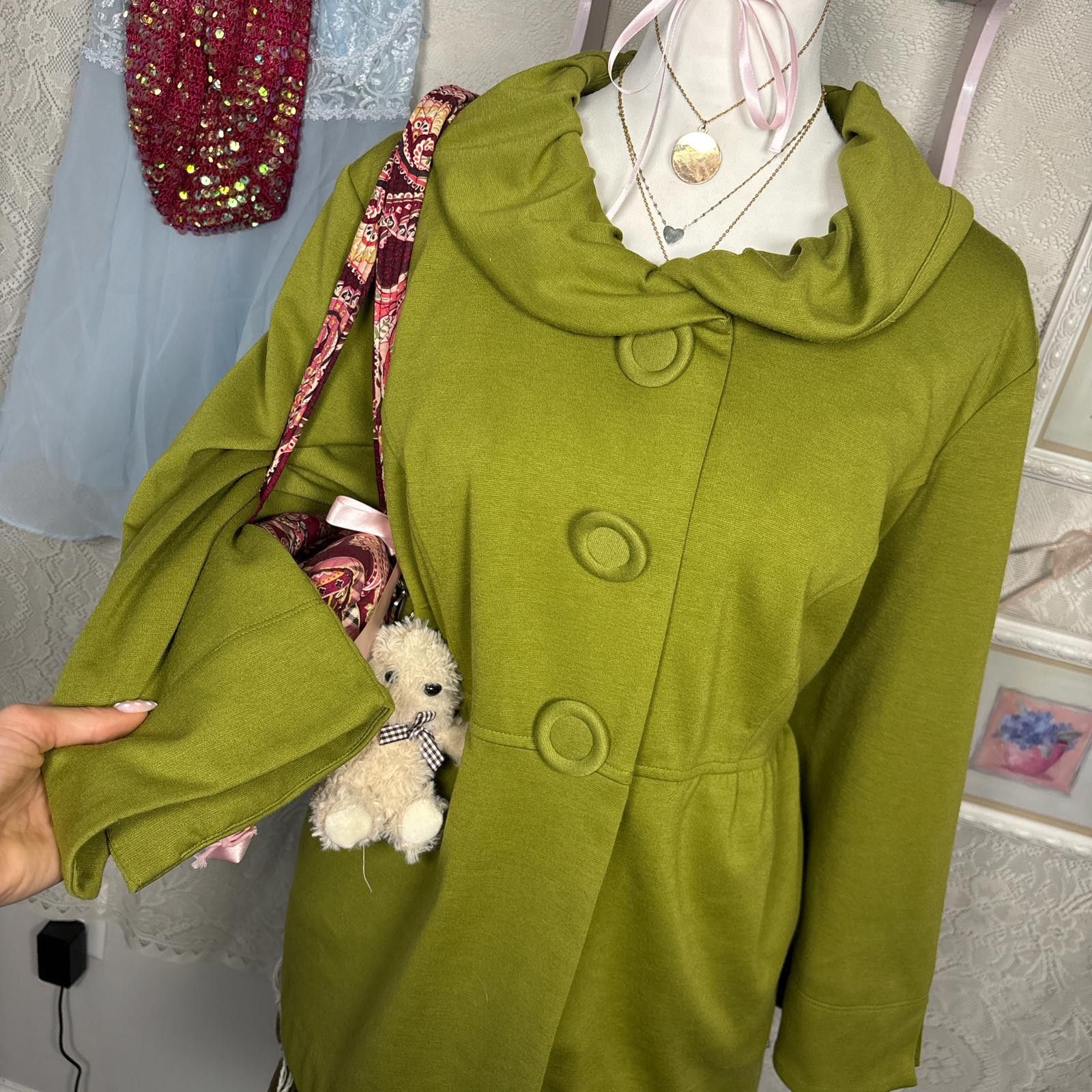 Other y2k green chartreuse pea coat jacket Size XXL / US 16-18 / IT 52-54 - 4 Thumbnail