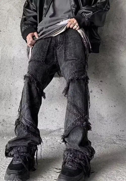 image of Vintage Streetwear Punk Denim Jeans in Black, Men's (Size 32)