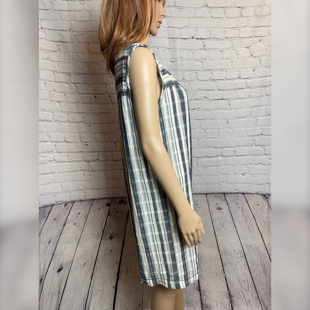 Other Max Studio Black White Stripes Mini Sleeveless Cotton Dress Size L / US 10 / IT 46 - 3 Thumbnail