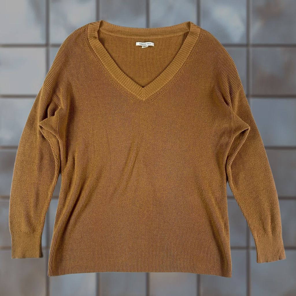 American Eagle Outfitters American Eagle Sweater Knit V Neck Long sleeve Rust Orange Womens Medium Size M / US 6-8 / IT 42-44 - 1 Thumbnail