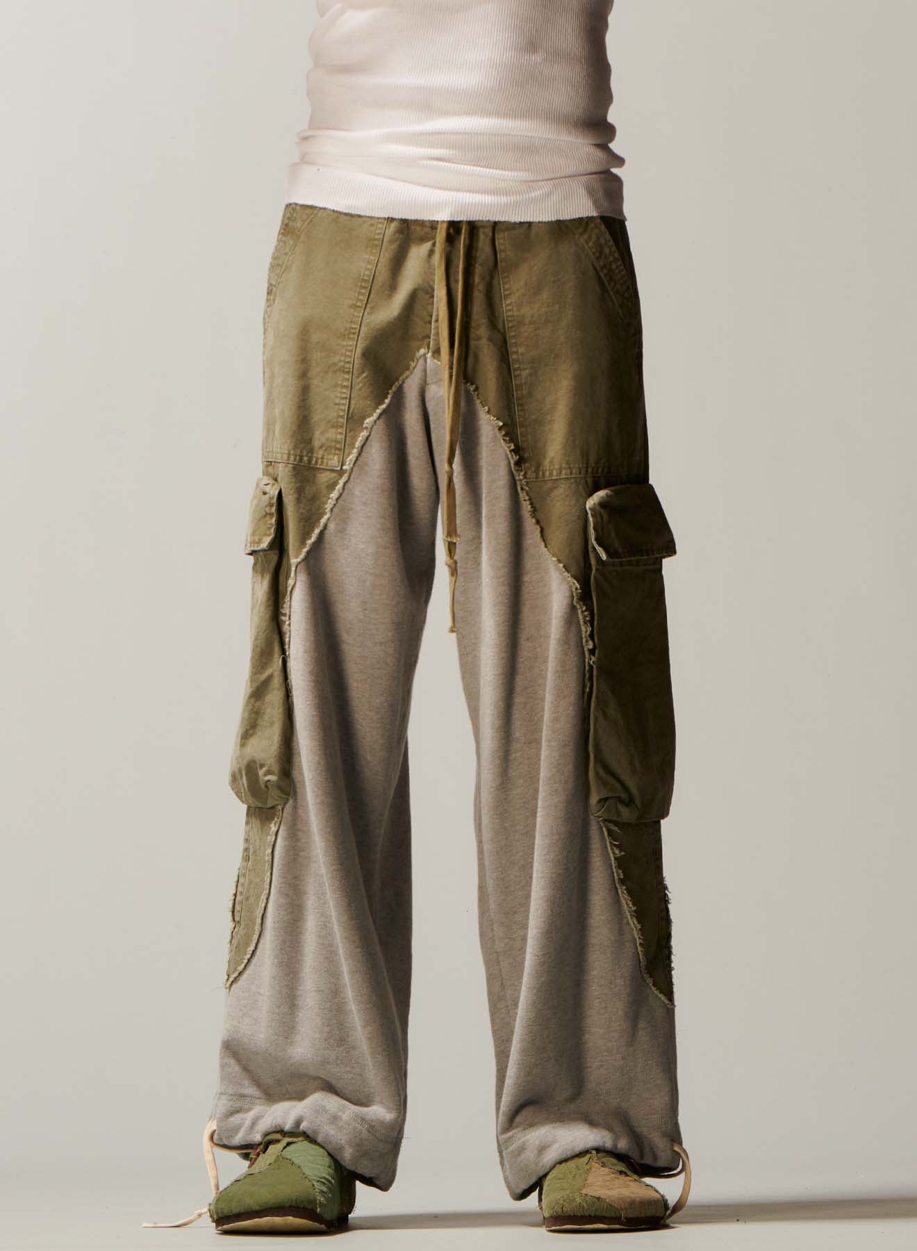 Greg Lauren Army/ Heather Wide Leg Pants