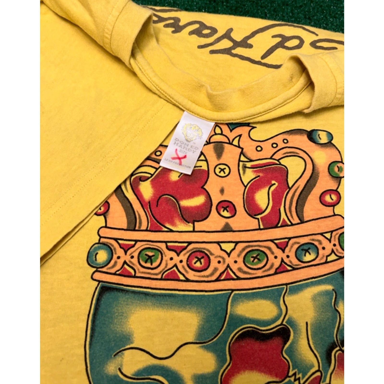 Ed Hardy VINTAGE Ed Hardy Shirt Mens XXL Yellow Hip Hop Grunge Skull Crown Rose Tattoo Y2K VTG 90s Size US XXL / EU 58 / 5 - 3 Thumbnail