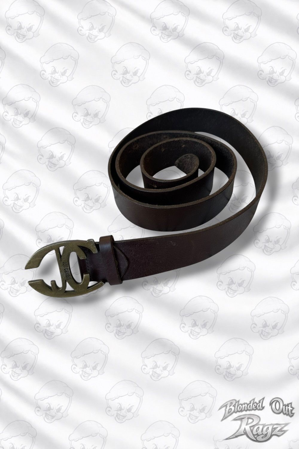 Just Cavalli Just Cavalli Vintage Logo Brown Leather Belt Size ONE SIZE - 1 Thumbnail