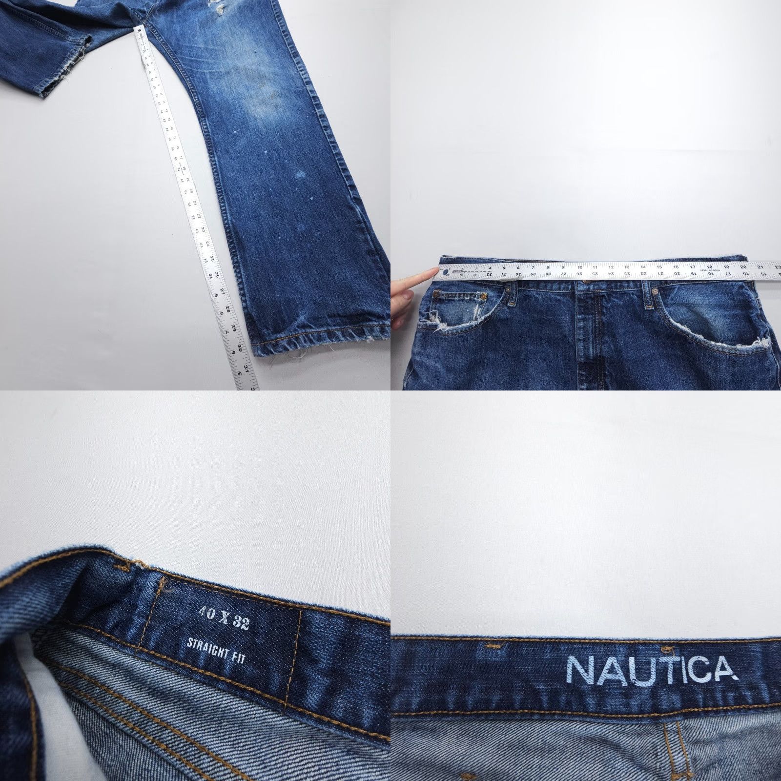 Nautica Vtg Nautica Straight Jeans Mens 40 x 32 Dark Wash Distressed 2000's Denim Size US 40 / EU 56 - 8 Thumbnail