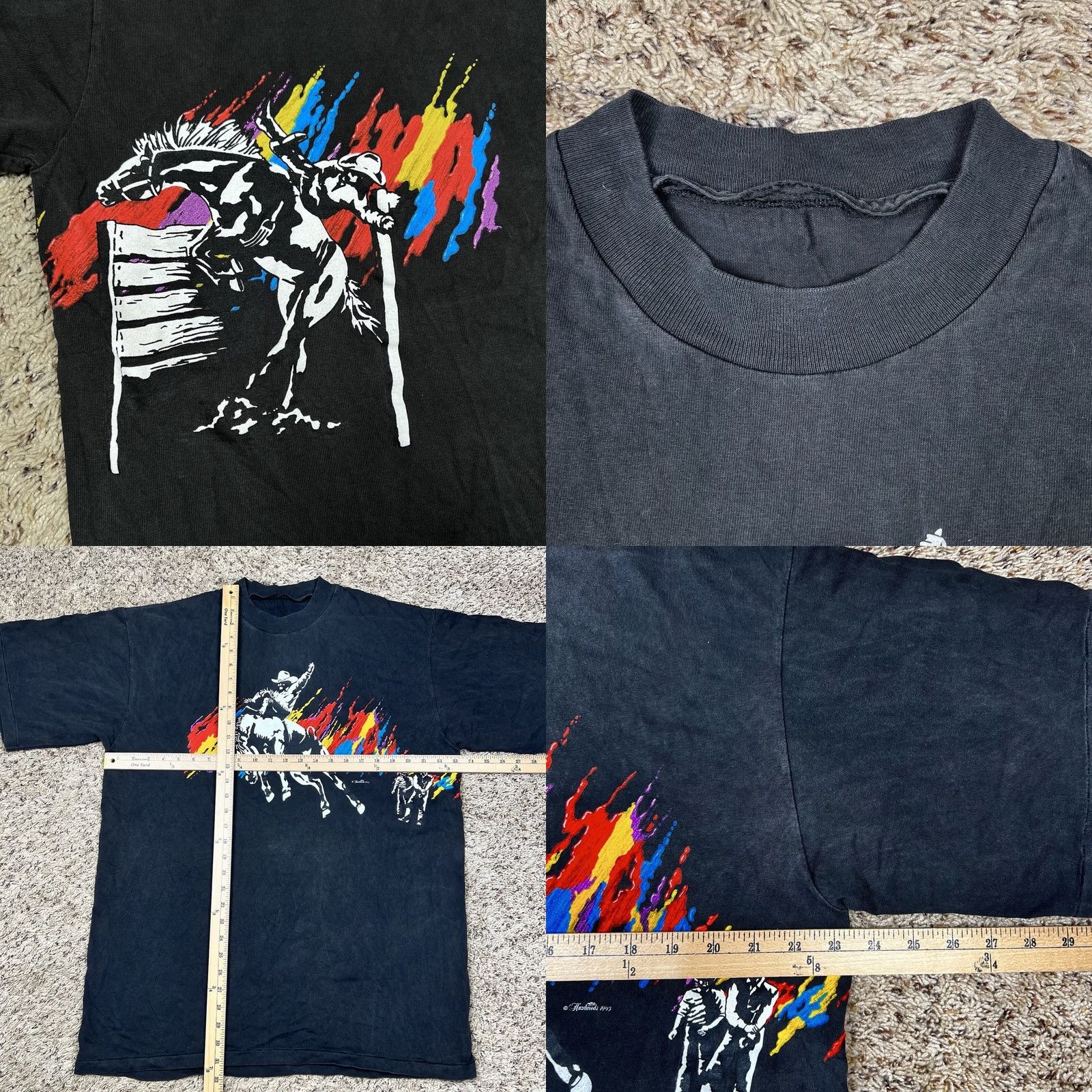 Vintage VINTAGE Cowboys Puff Print T-Shirt 1993 Single Stitch Graphic Large Black Unisex Adults Mens Womens Size US L / EU 52-54 / 3 - 8 Thumbnail