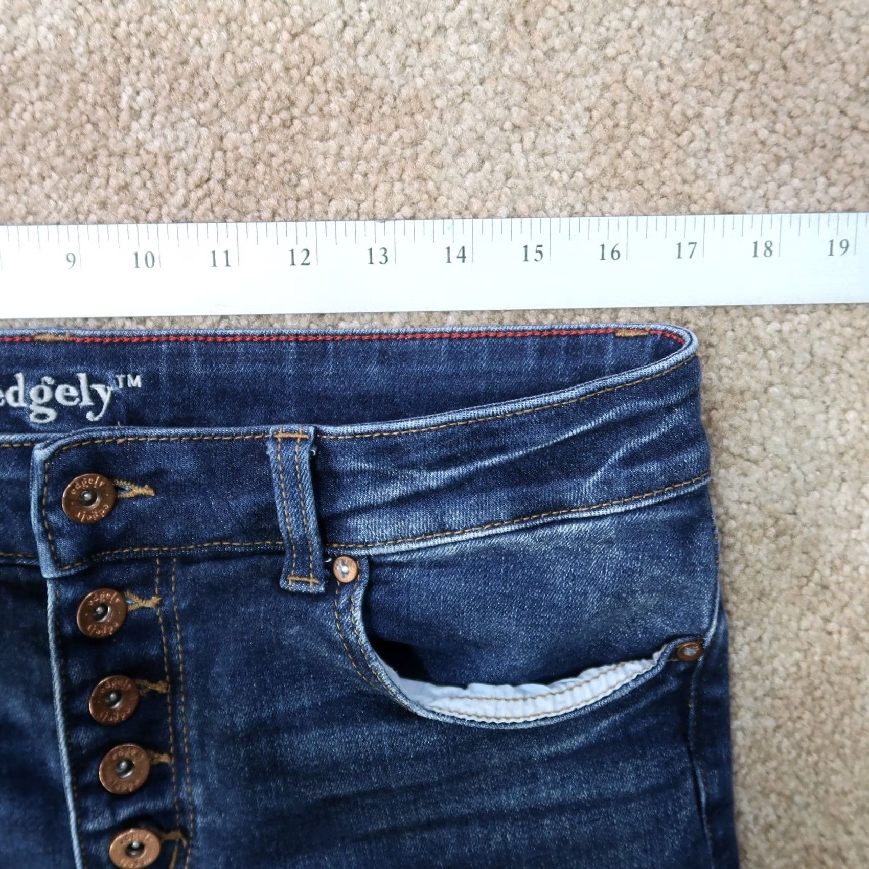 Vintage Edgely High Rise Skinny Jeans Blue Denim Women's 12 Stretch 5-Pocket Denim Inseam 29in Regular Rise High Rise Size 34" / US 12 / IT 48 - 7 Thumbnail