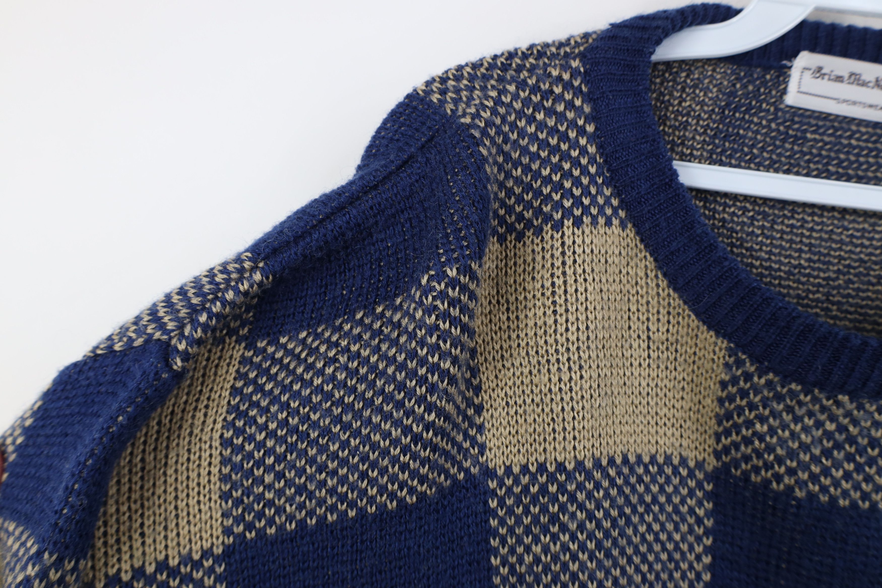 Vintage Vintage 90s Streetwear Blend Knit Checkered Crewneck Sweater Size US L / EU 52-54 / 3 - 5 Thumbnail
