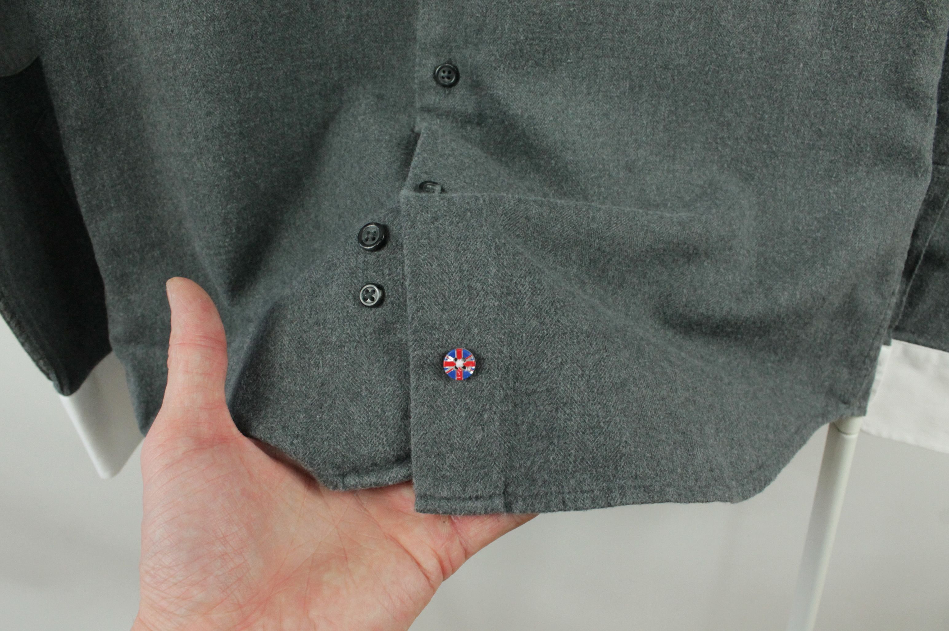 Designer × Hackett Hackett Micro Herringbone Flannel Slim Fit Dress Shirt Men's Size US M / EU 48-50 / 2 - 16 Thumbnail