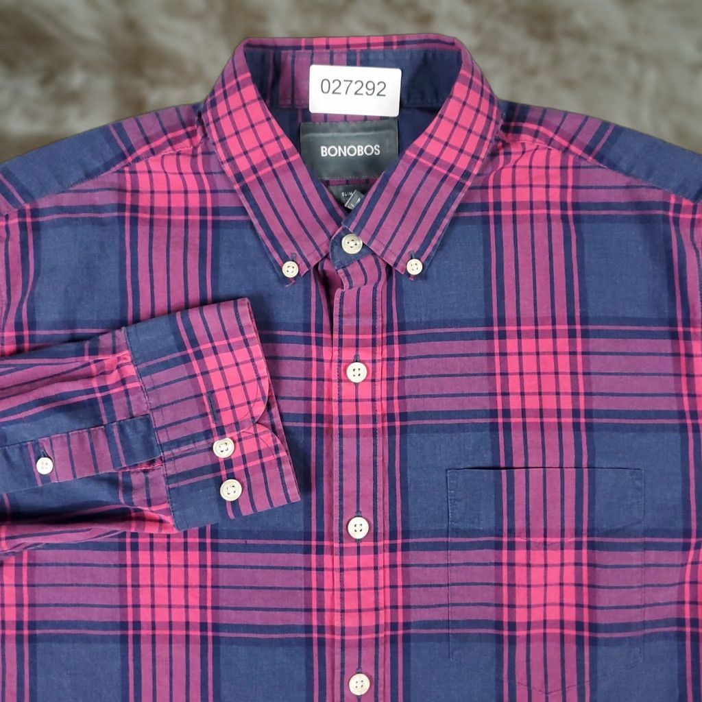 Bonobos Bonobos Shirt Mens M Pink Plaid Button-Up Long Sleeve Casual Classic Modern Preppy Size US M / EU 48-50 / 2 - 1 Thumbnail