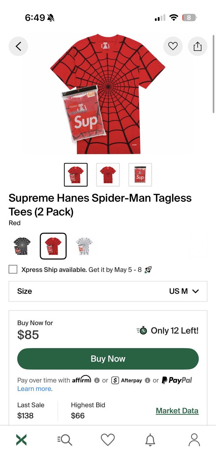 Supreme Spiderman T-shirt Hanes size medium Size US M / EU 48-50 / 2 - 3 Thumbnail