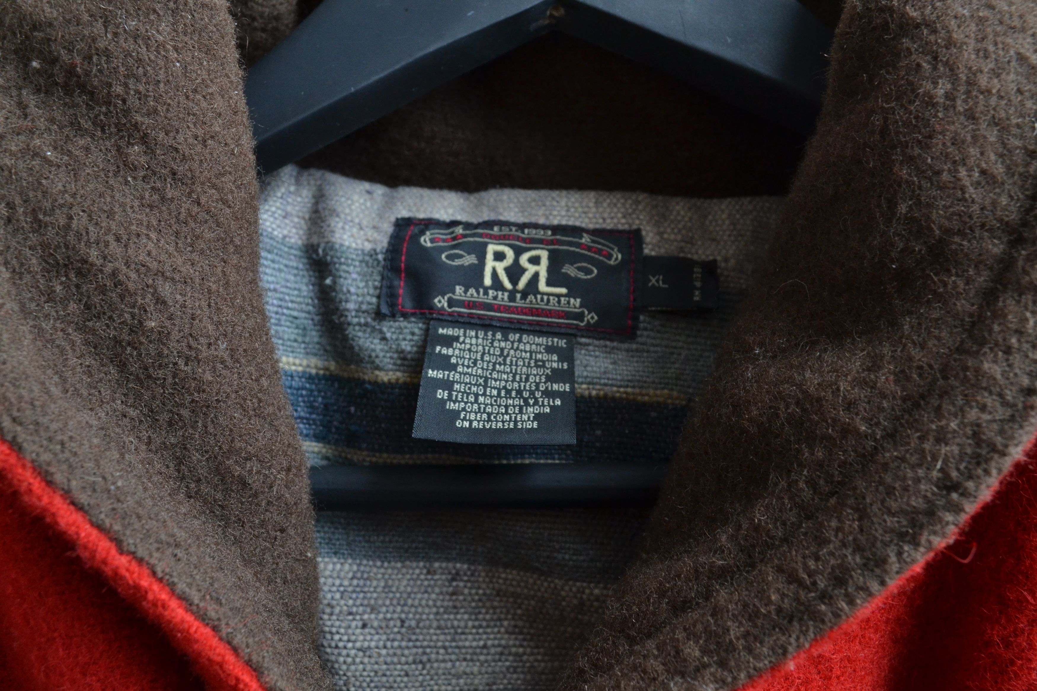 RRL Ralph Lauren DOUBLE RL Coat Heavy Jacket Peacoat Red Wool Belt XL Size US XL / EU 56 / 4 - 3 Thumbnail