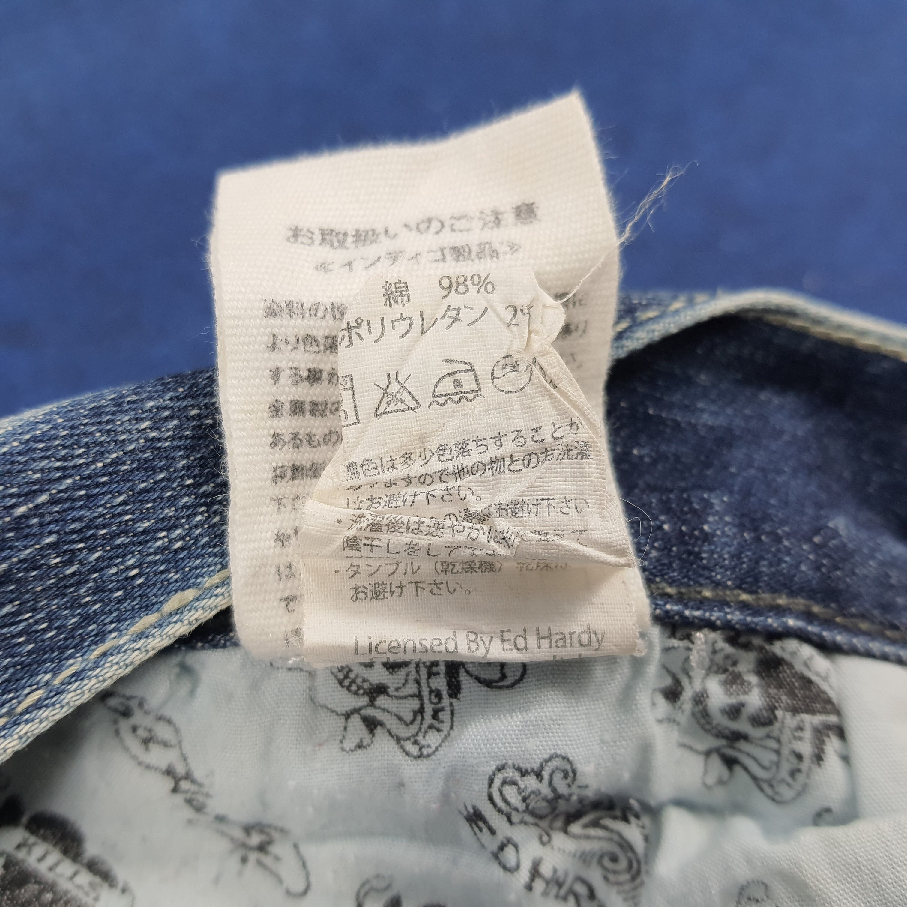 Designer × Ed Hardy × Vintage Vintage Ed Hardy Love Kills Slowly Embroidered Skull Jeans Size US 35 - 11 Thumbnail