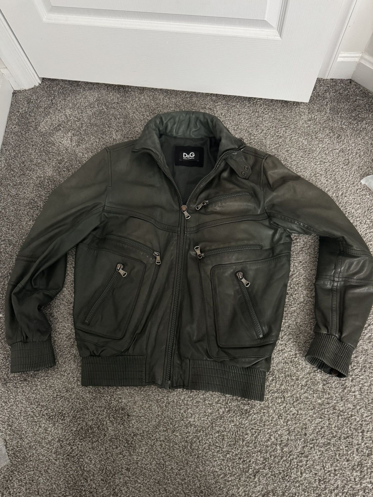 Dolce & Gabbana Dolce Gabbana Vintage Zip Leather Jacket Lambskin Green Sz50 Size US M / EU 48-50 / 2 - 7 Thumbnail