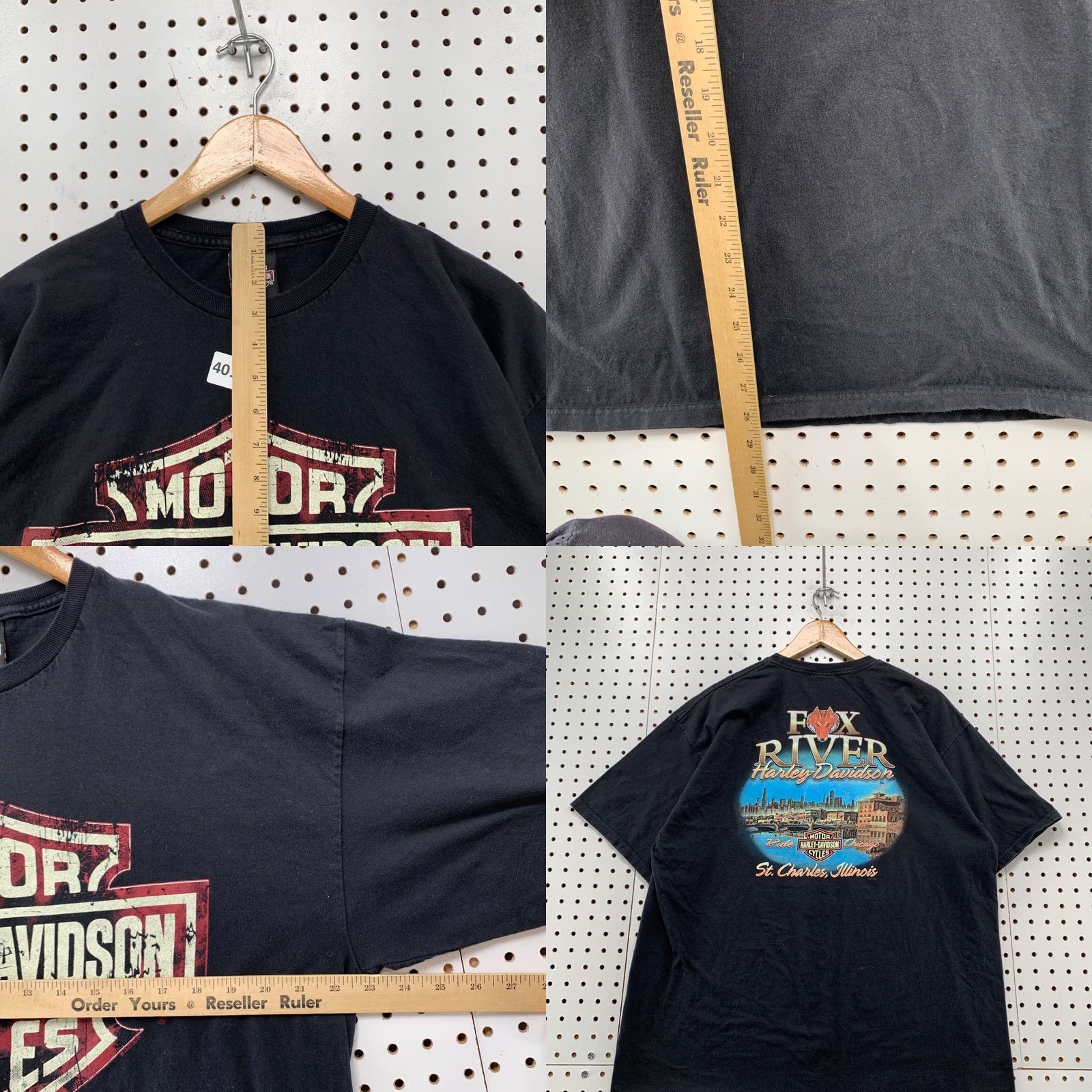 Harley Davidson Harley-Davidson Shirt Mens XL Black Fox Rivers ST Charles Illinois 23x28.5 Size US XL / EU 56 / 4 - 9 Thumbnail