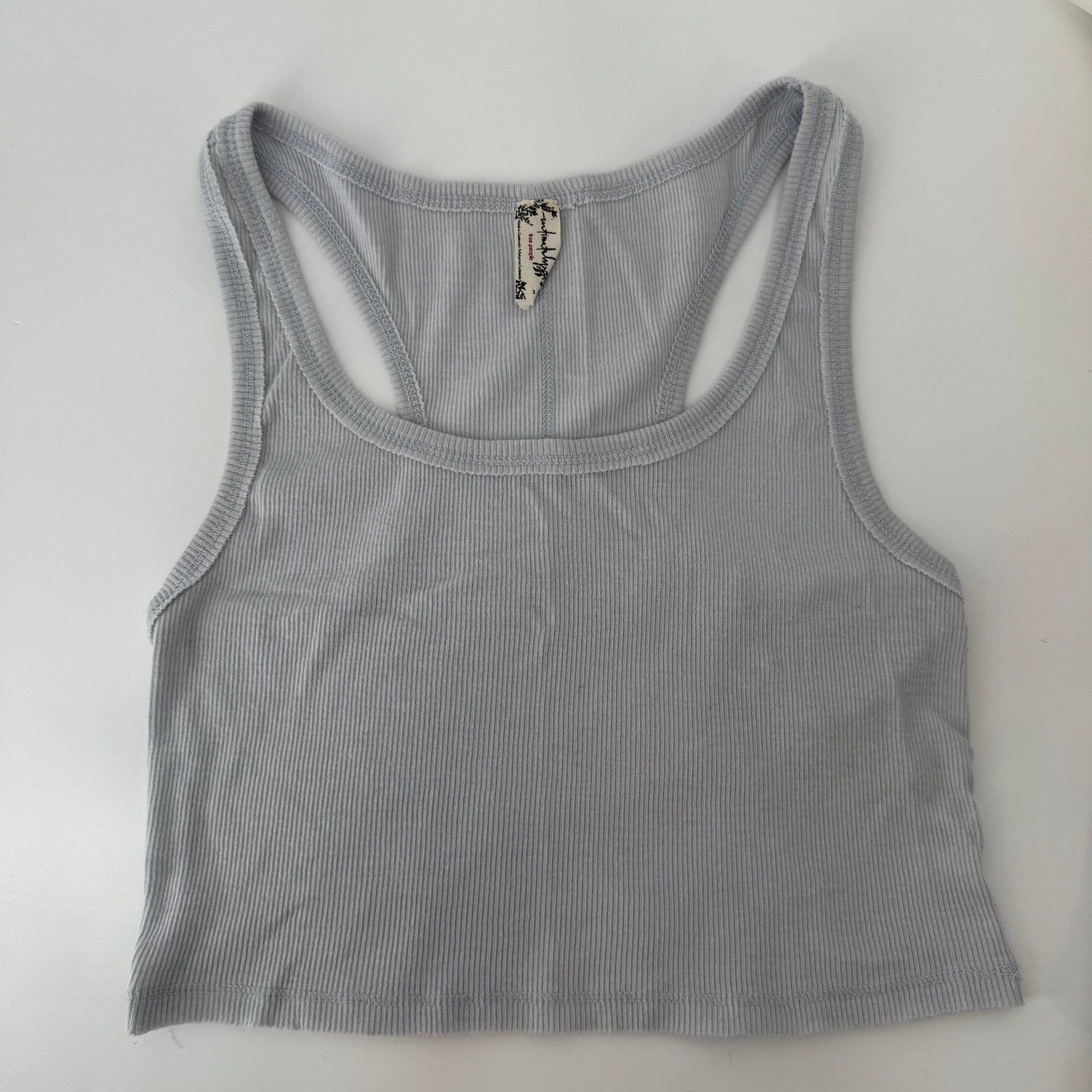 Free People Free People Light Blue Cropped Tank Top S Size S / US 4 / IT 40 - 1 Thumbnail