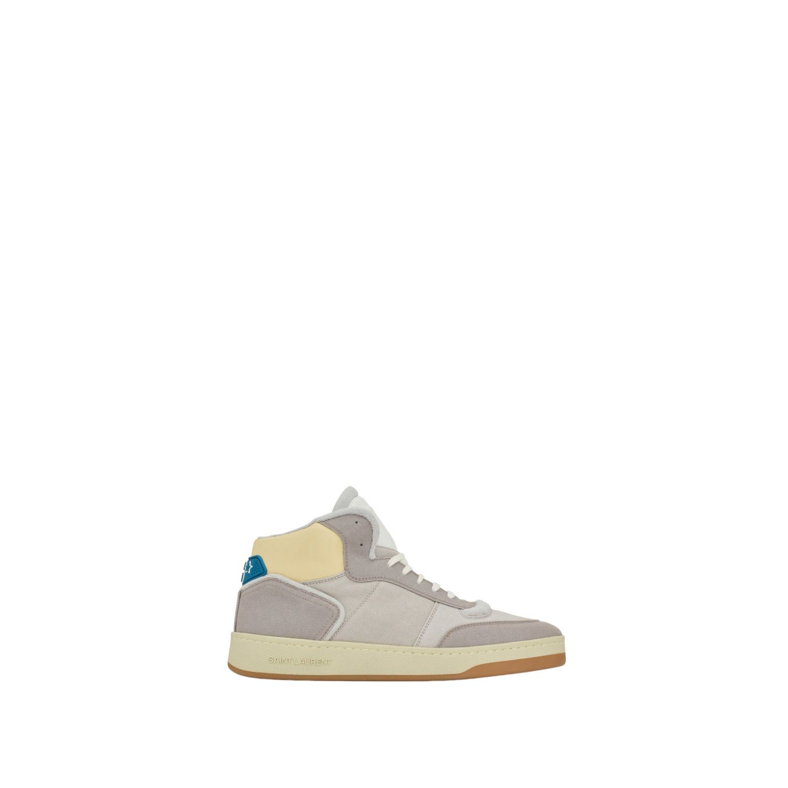 SAINT LAURENT SL/80 Grey/Yellow Canvas And Leather Sneakers