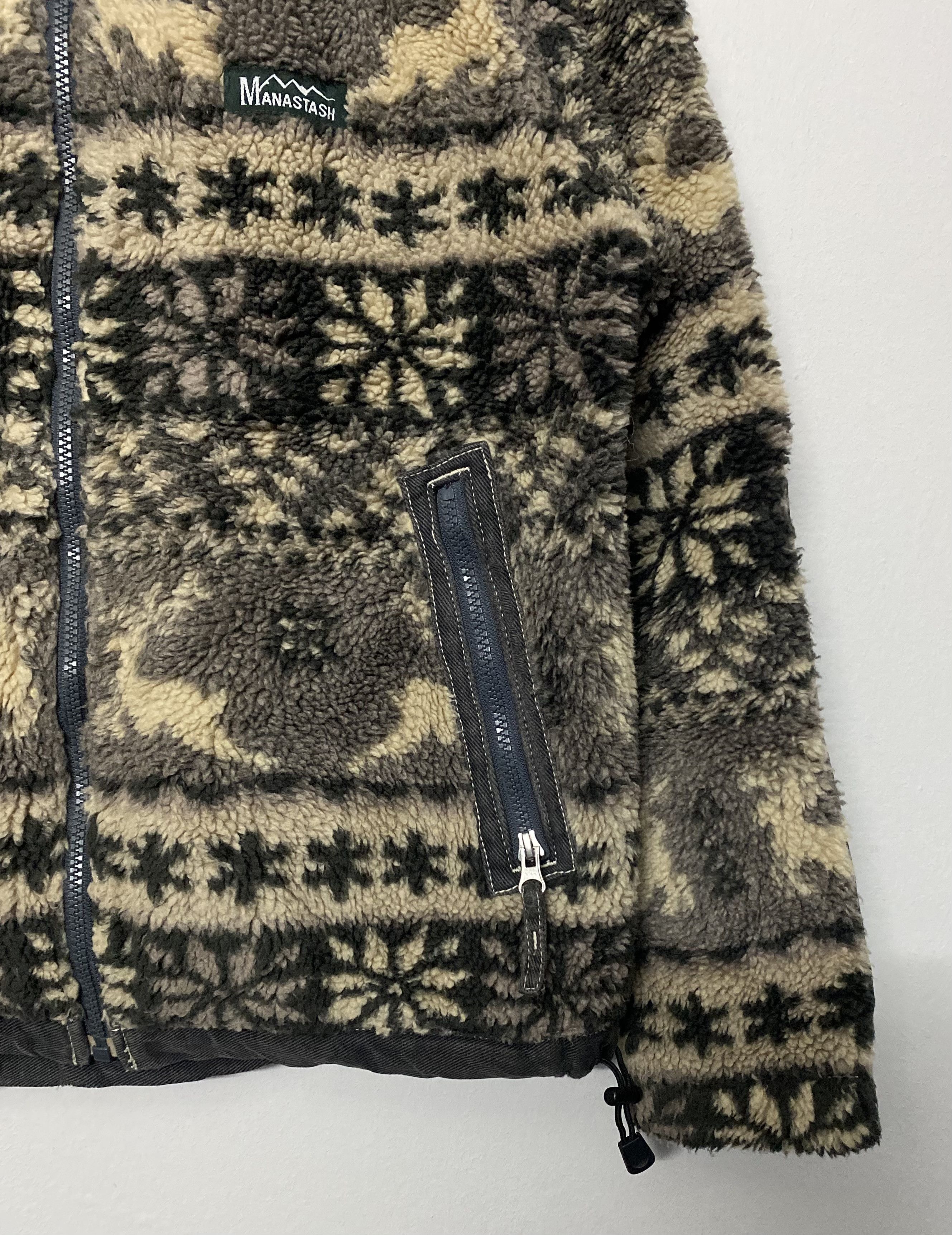 Manastash Vtg Manastash Deep Pile Sherpa Fleece Nordic Reindeer Jacket Size US M / EU 48-50 / 2 - 7 Thumbnail