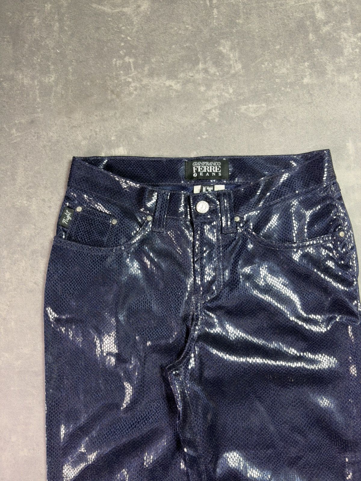 Gianfranco Ferre DSWT Blue Glitter Loose Light Trousers Pants 27 Rare Size 27" / US 4 / IT 40 - 7 Thumbnail
