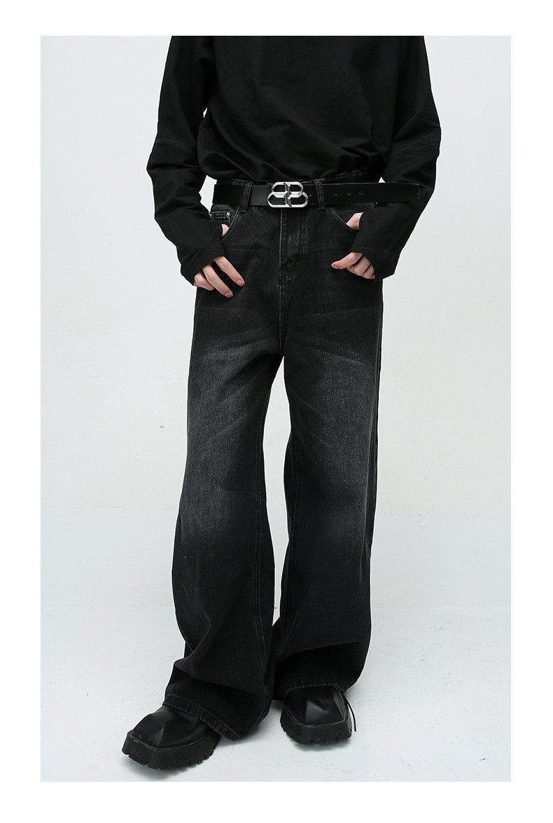 Japanese Brand × Jean Black distressed vintage washed straight jeans Size US 32 / EU 48 - 1 Thumbnail
