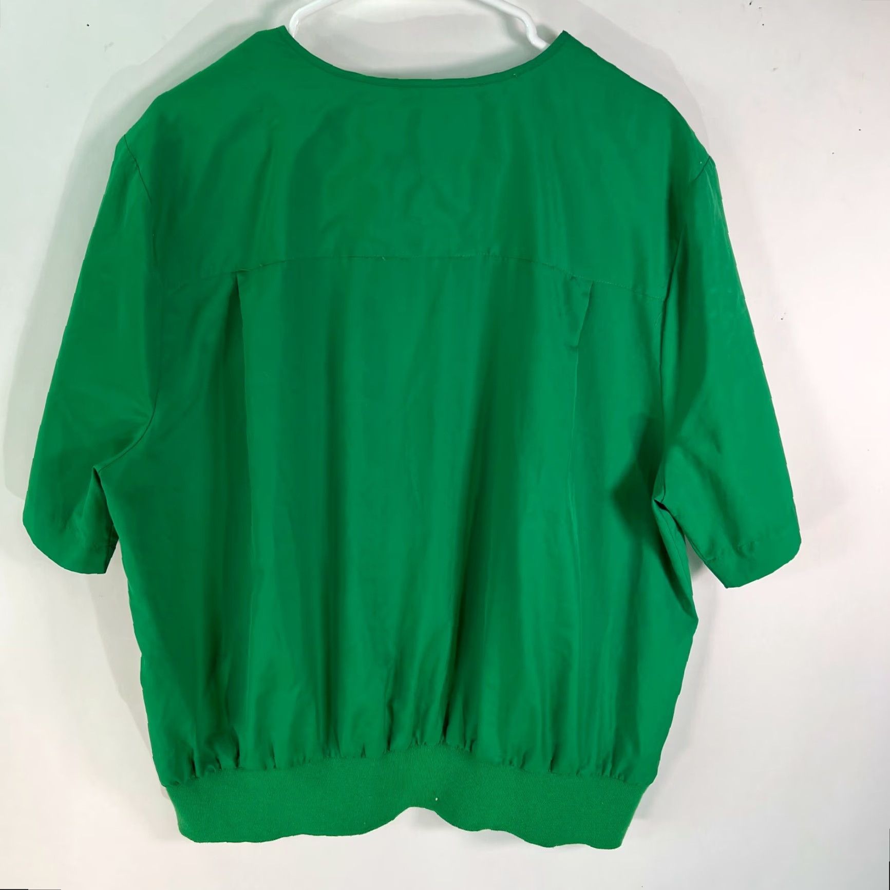 Vintage Chaus Blouse Shirt Womens Green Short Sleeve Henley Button Casual 16W Stretch Hem 100% Polyester Size XXL / US 16-18 / IT 52-54 - 2 Thumbnail