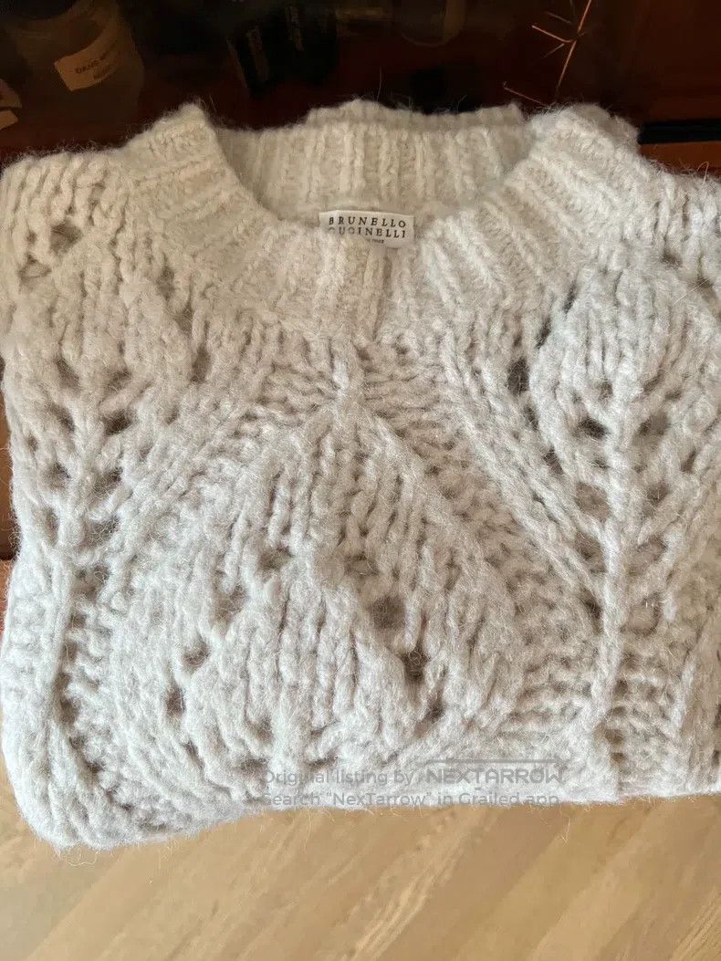 Brunello Cucinelli Brunello Cucinelli Beige alpaca wool knitted sweater, warm Size L / US 10 / IT 46 - 8 Thumbnail