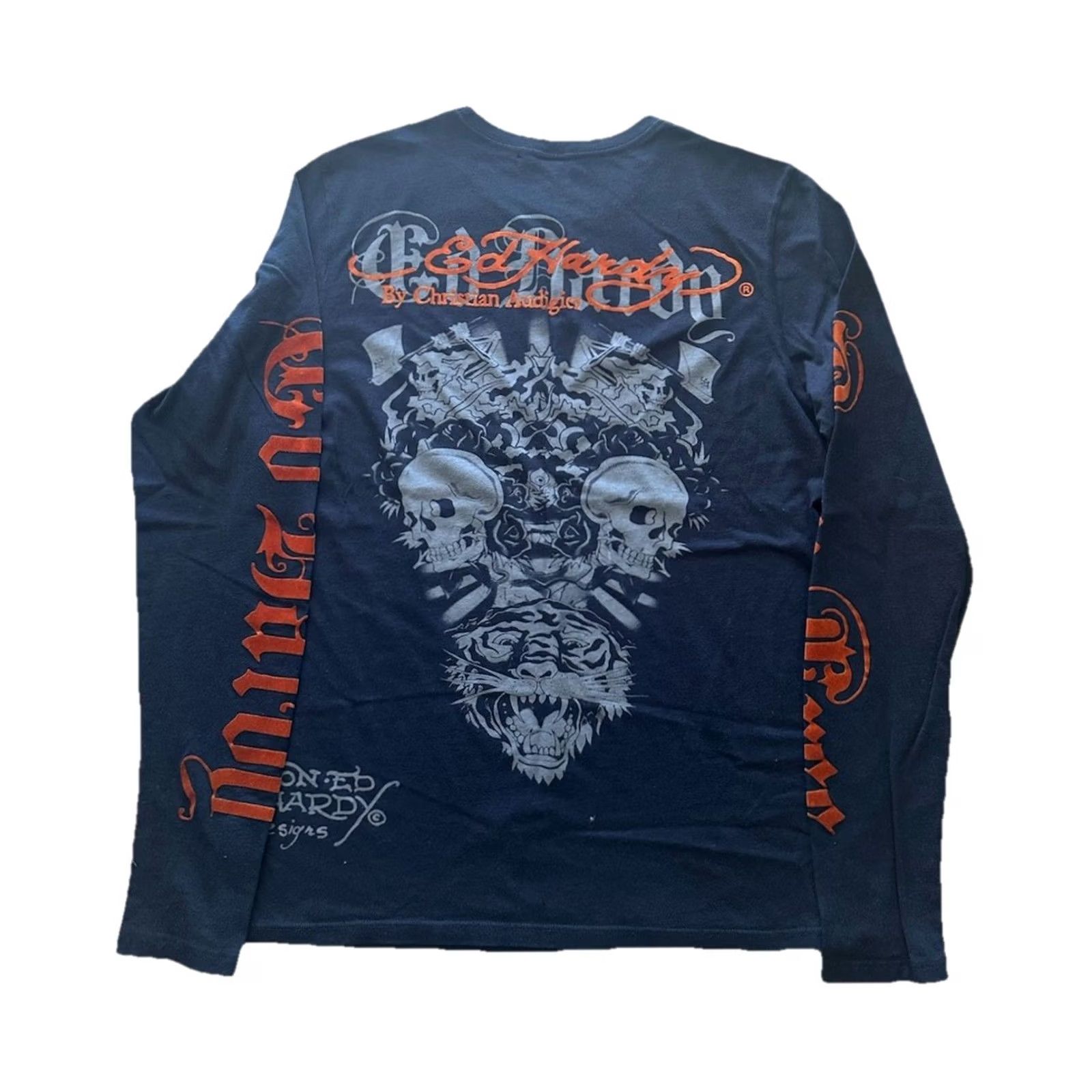 Ed Hardy VINTAGE Ed Hardy Men’s L Shirt Tiger Tattoo AOP Double-Sided Longsleeve Tee Y2K Black Size L / US 10 / IT 46 - 2 Thumbnail