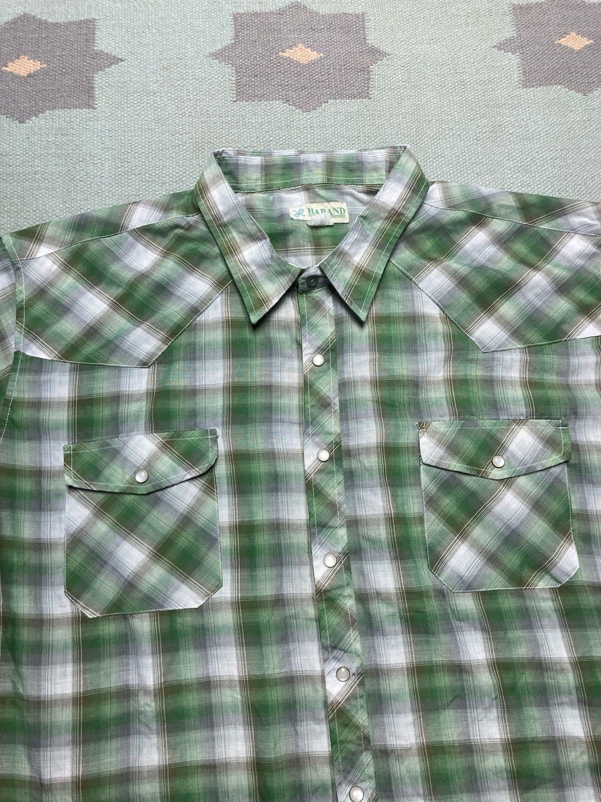 Vintage Vintage 80s Pearl snap shirt shadow plaid lightweight XXL Size US XXL / EU 58 / 5 - 2 Thumbnail