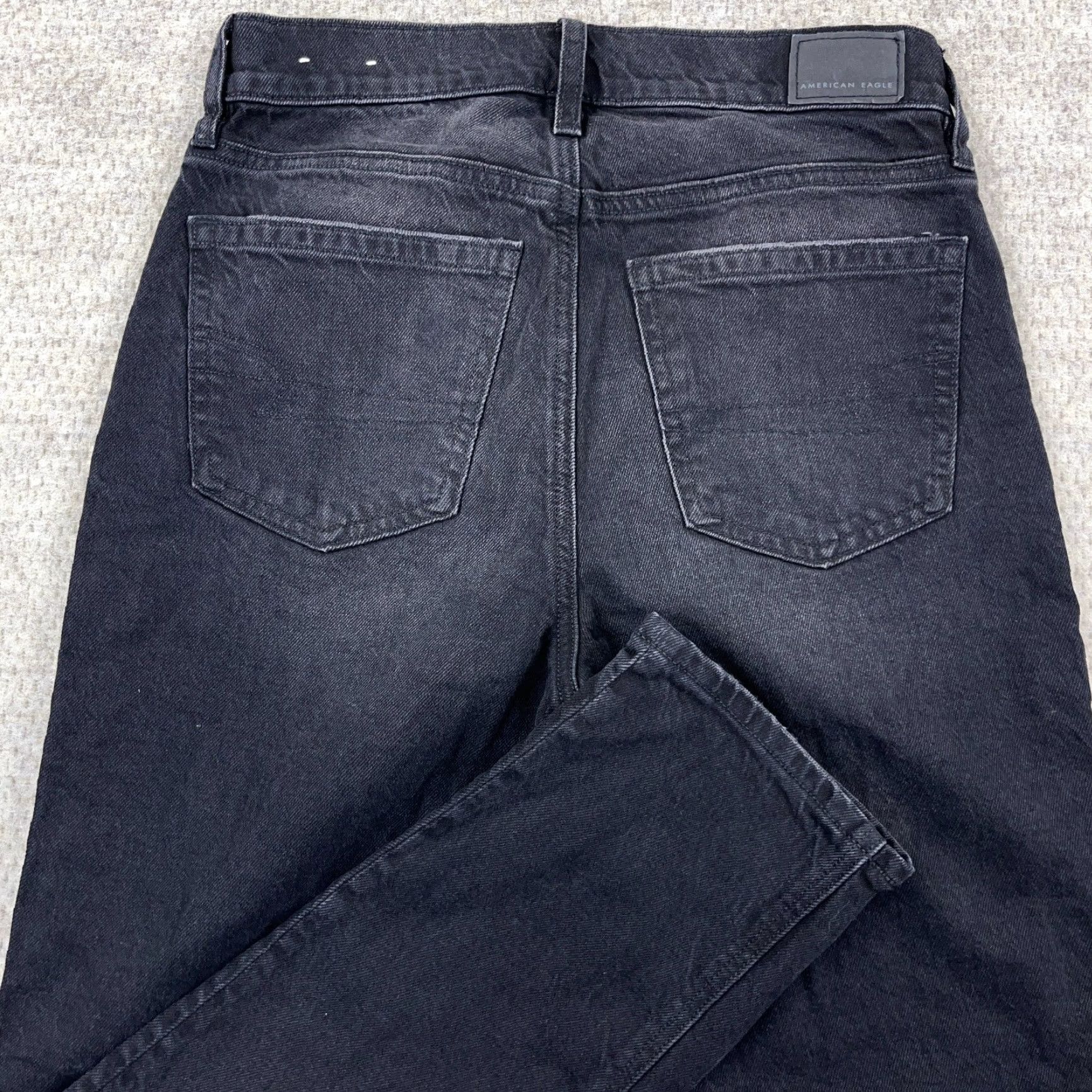 American Eagle Outfitters VINTAGE American Eagle Jeans Women 0 Super High Rise Ankle Straight Black Wash Baggy Size 25" / US 0 / IT 36 - 3 Thumbnail