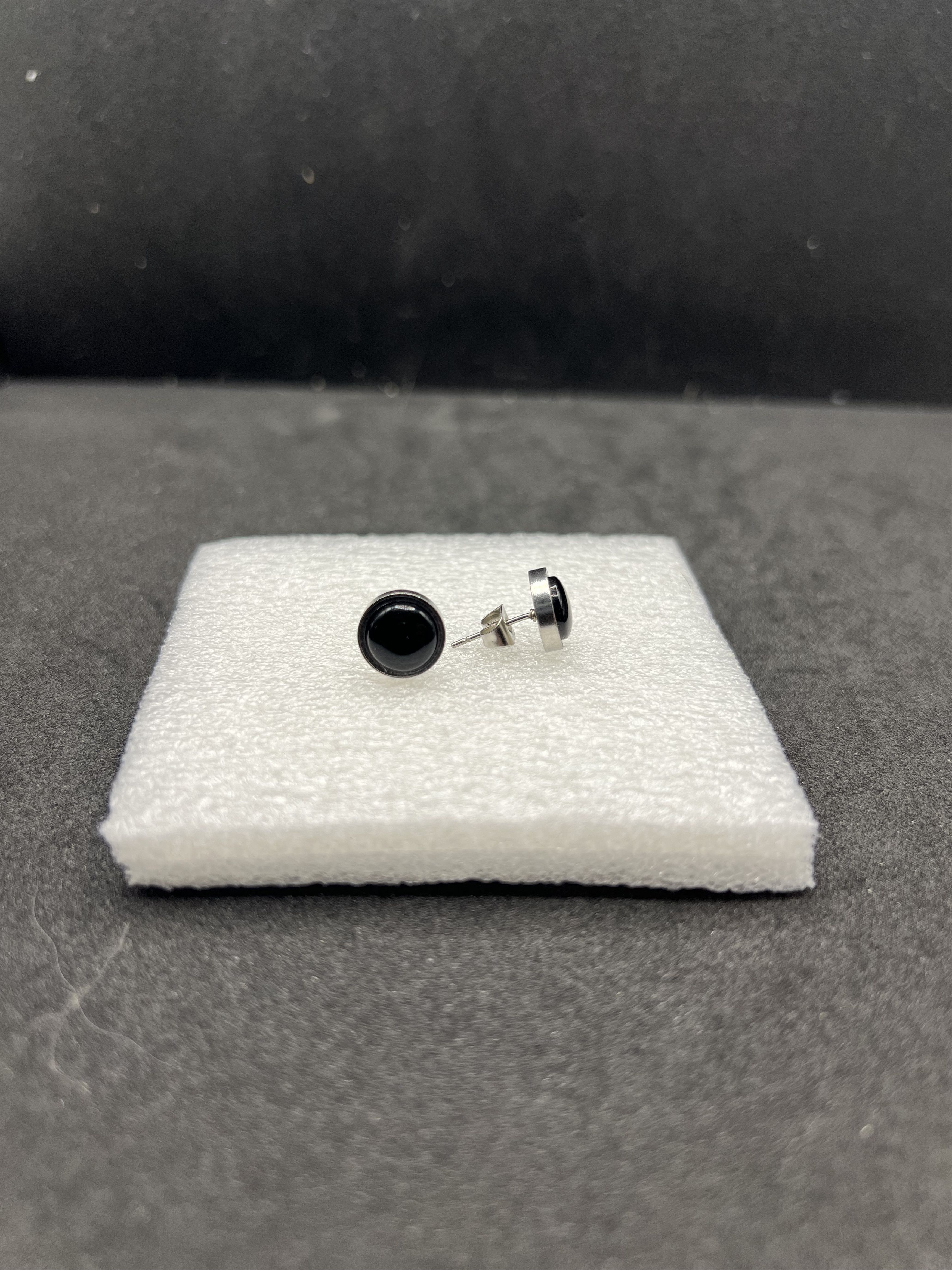 Handmade Black Crystal Stainless Steel Stud Earrings Size ONE SIZE - 1 Thumbnail