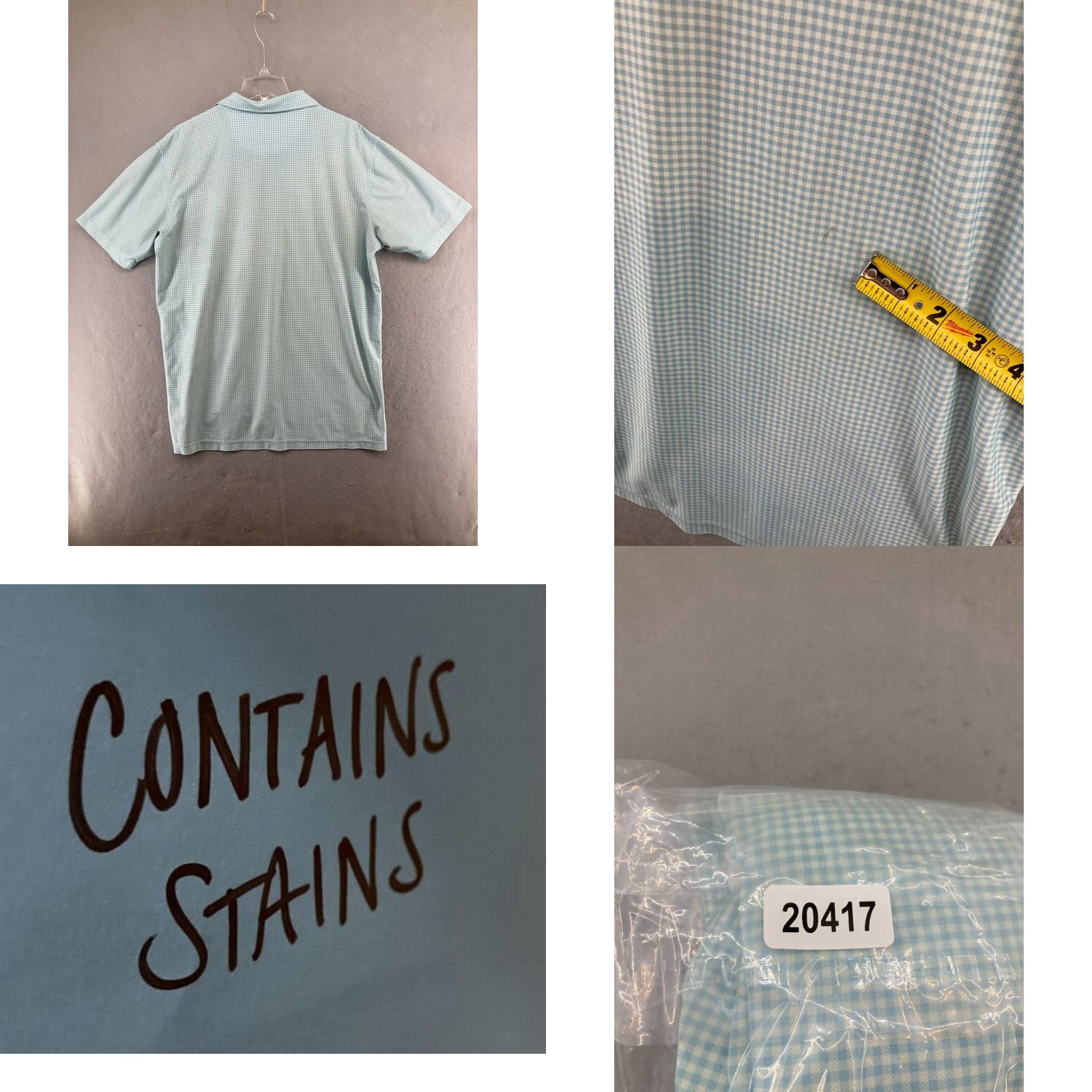 Peter Millar Peter Millar Summer Comfort Mens Polo Shirt Large Blue White Check Size US L / EU 52-54 / 3 - 8 Thumbnail
