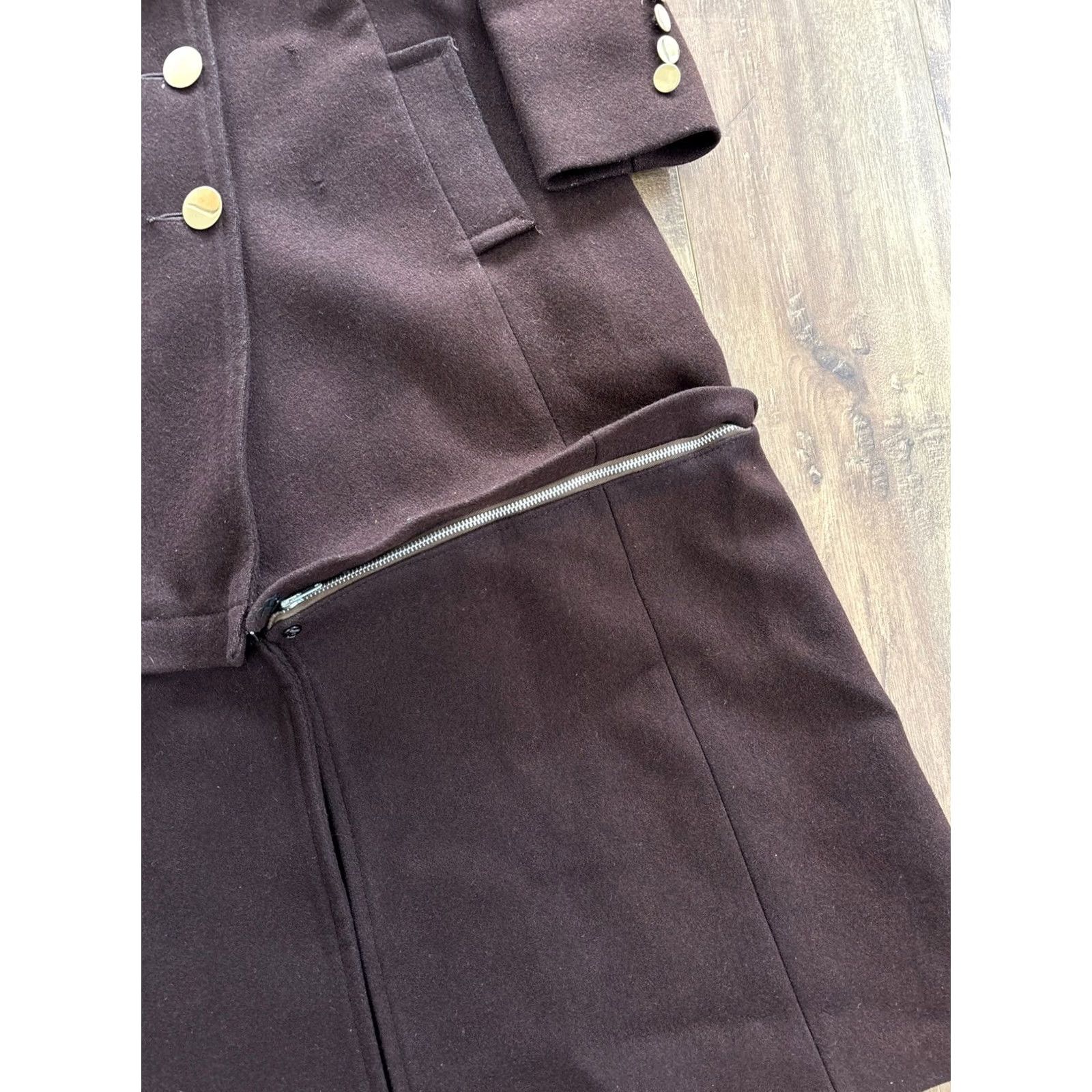 Vintage VTG 1970s Womens Trench Coat Long Wool Maroon Adjustable Length Large Regular Size L Womens Coat Vintage Size L / US 10 / IT 46 - 5 Thumbnail