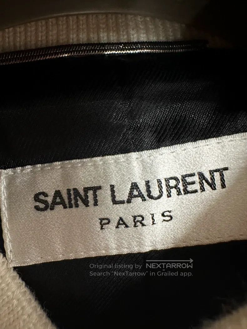 Saint Laurent Paris Saint Laurent Paris White Wool Mixed Baseball Jacket Size US M / EU 48-50 / 2 - 2 Thumbnail
