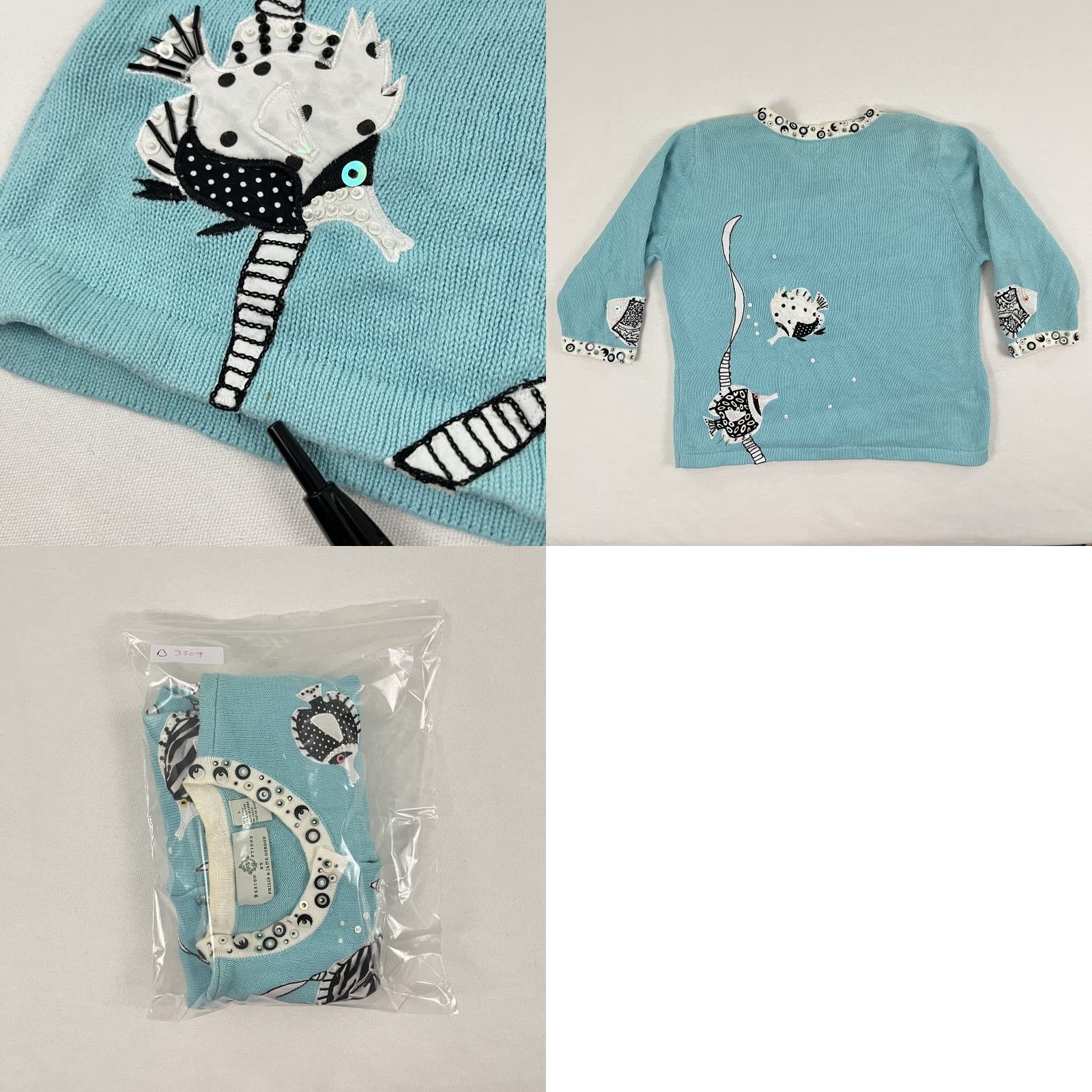 Vintage VINTAGE Philip & Jane Gordon Cardigan Womens L Blue Fish Animals Aquatic Grannycore Size L / US 10 / IT 46 - 8 Thumbnail