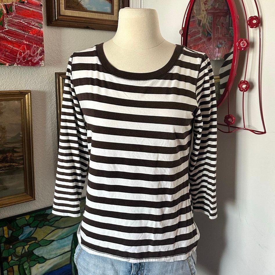 Other chicos white and brown striped quarter sleeve shirt Size XS / US 0-2 / IT 36-38 - 1 Thumbnail
