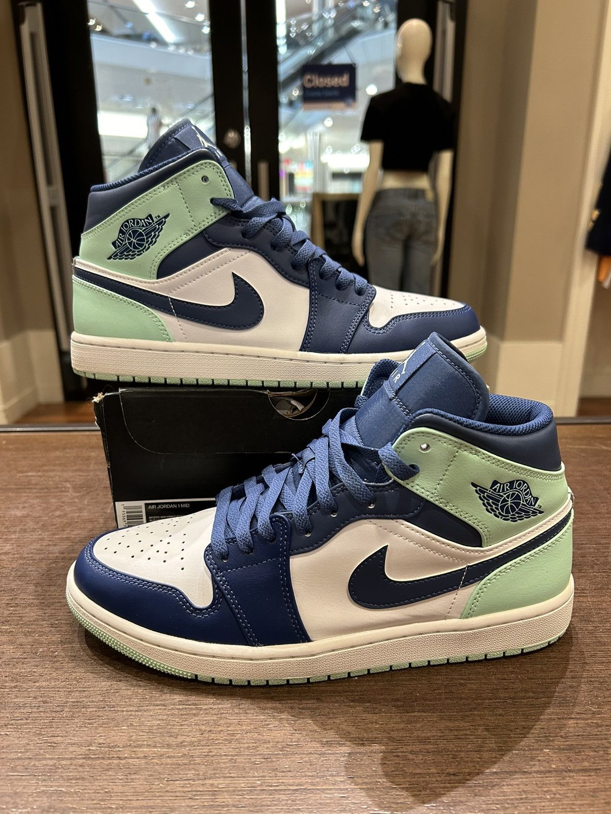 Jordan Brand Jordan 1 Mid Mystic Navy Mint Foam Grailed
