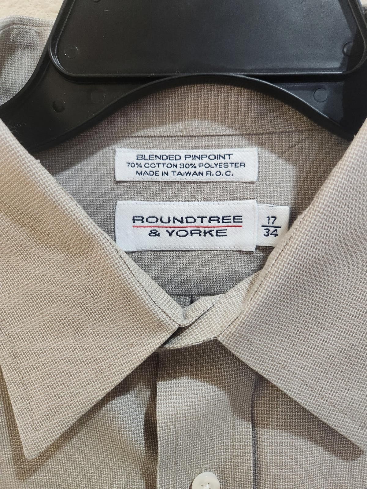 Roundtree & Yorke Roundtree & Yorke Men's Dress Shirt Blended Pinpoint L/S Size 38R - 7 Thumbnail