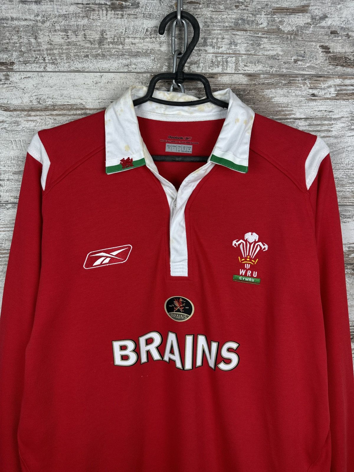 Reebok Mens Vintage Reebok 00s Wales rugby shirt jersey sweatshirt Size US L / EU 52-54 / 3 - 3 Thumbnail