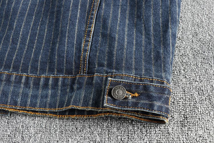 Japanese Brand × Other American Classic Striped Old Vintage Washed Denim Jacket Size US L / EU 52-54 / 3 - 8 Thumbnail